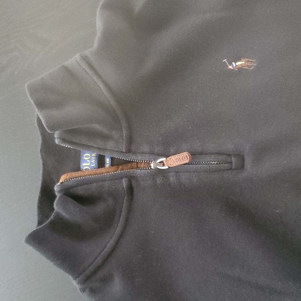 Polo pullover, Men's Large, Black, Almost new.